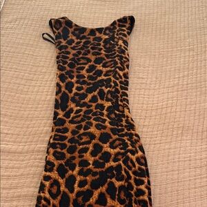 Leopard Print Backless Dress